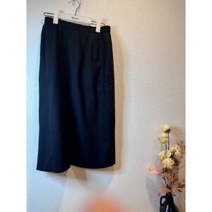 Vintage Evan-Picone Black‎ Wool Pencil Skirt USA Union Made ILGWU waist 26 80s